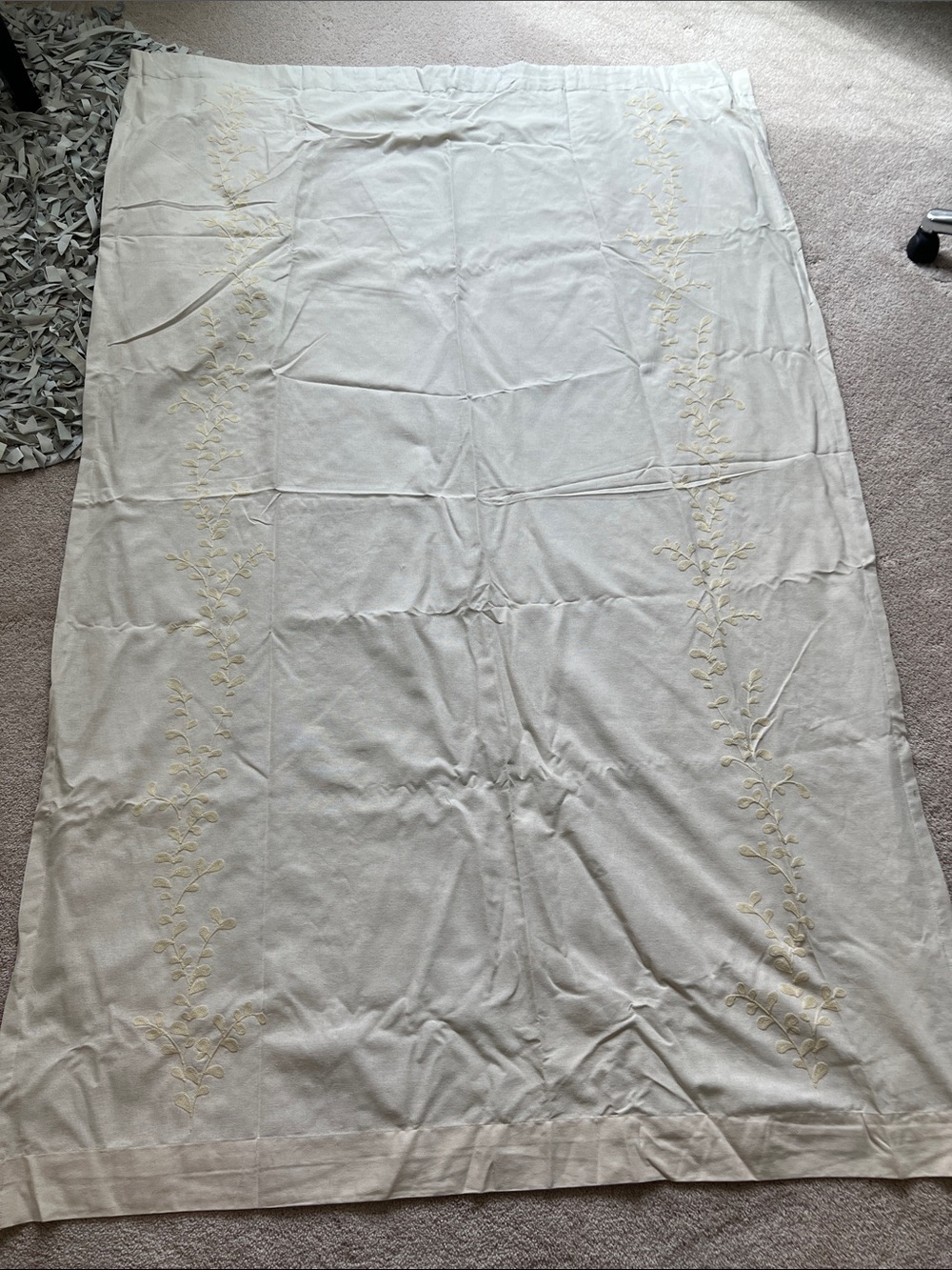 Threshold Cream Embroidered Pair (2) Curtain Panels - Room Darkening